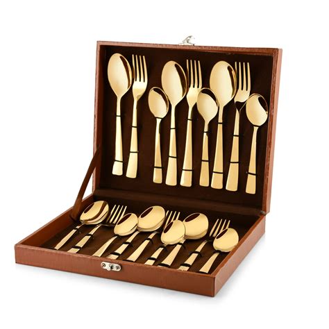 FNS Montavo Alexa Gold 18 Piece Stainless Steel Cutlery Set with ...