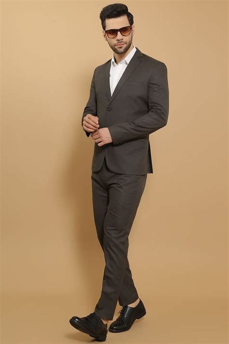 WINTAGE Men's Poly Viscose Black Two Piece Suit : Black