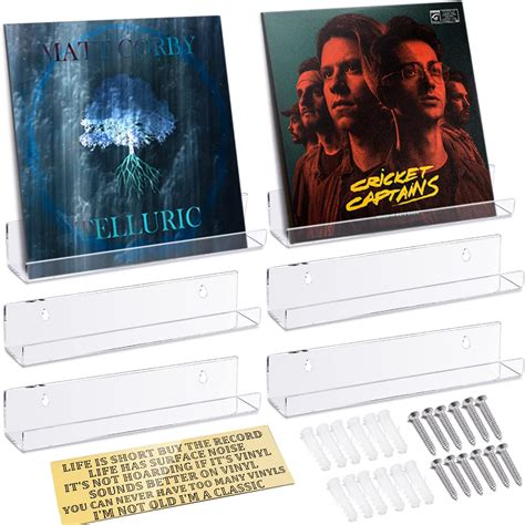 Buy Facmogu 6 Pack 12 Inch Clear Vinyl Record Display Shelf, Acrylic ...