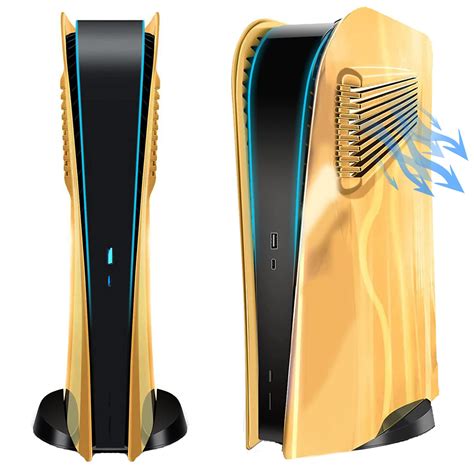 Chrome Gold PS5 Digital Faceplate with Cooling Vents Cover Curved ...