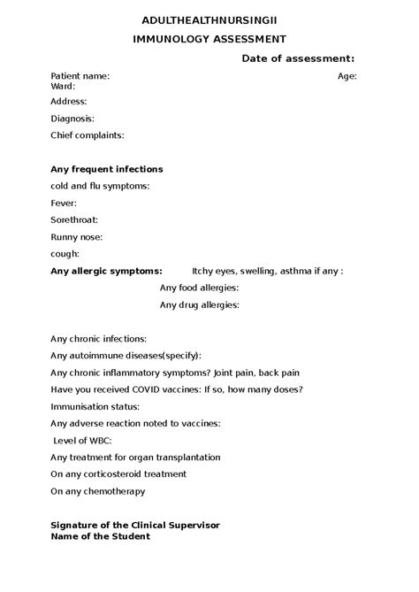 Immune status assessment - ADULTHEALTHNURSINGII IMMUNOLOGY ASSESSMENT ...