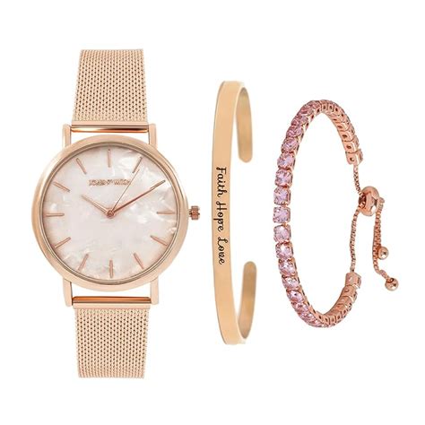 Joker & Witch Stainless Steel Women Reagan White Dial Rose gold Band ...
