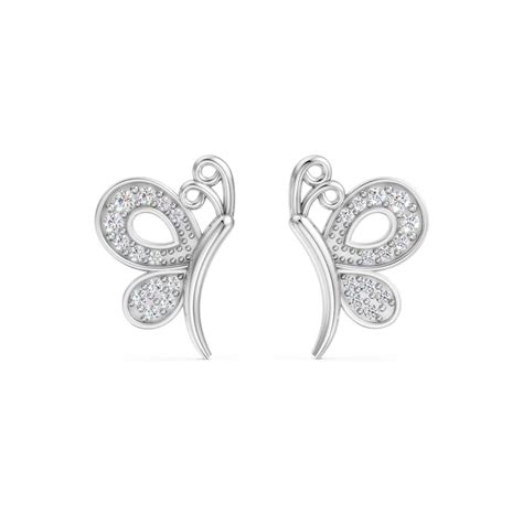 Miss Highness 925 Silver Butterfly Stud Earrings with Zircons For Wome ...