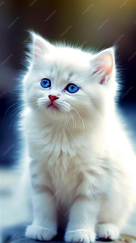 Fluffy White Cat With Blue Eyes