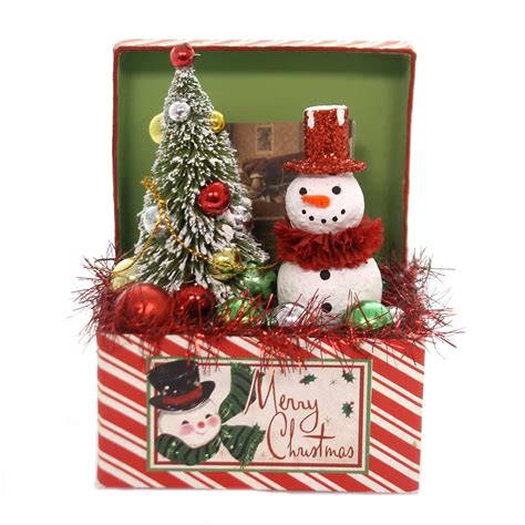 Buy Bethany Lowe Christmas Retro Snowman Trunk Polyresin Tree Box ...