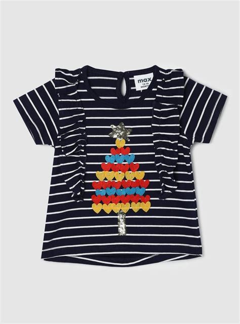Buy Girls Striped T-shirt with Ruffles Online at just Rs. 299.0 ...