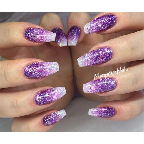 Purple Ombre Glitter Nails