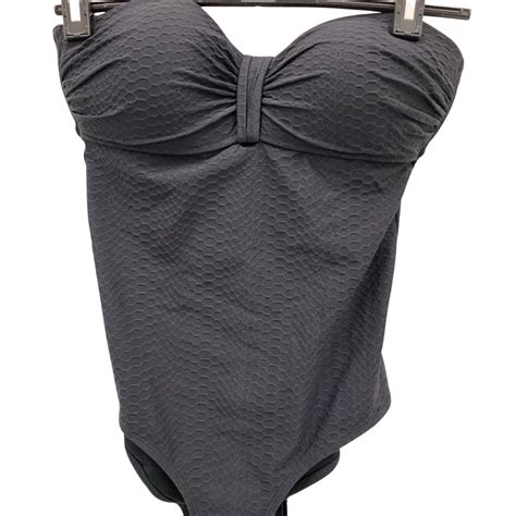 Blue Ruby Womens Size 12 Black One Piece Bandeau Bathers