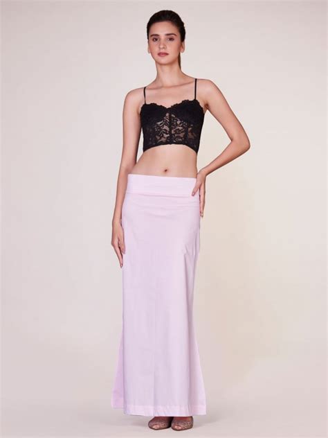 Adjustable Cotton Lycra Light Pink Petticoat with Extender