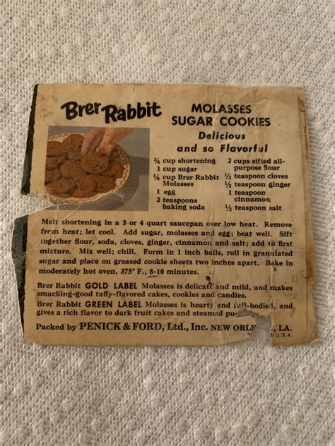 Brer Rabbit Molasses : r/Old_Recipes