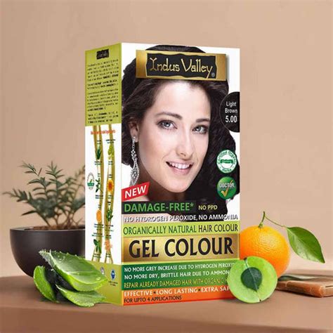 Indus Valley Organically Natural Gel Hair Colour - Light Brown, 220 g ...