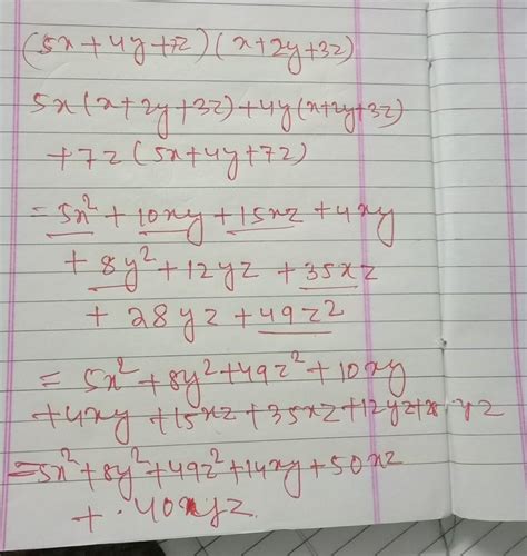 (5x+4y+7z);(x+2y+3z) - Brainly.in