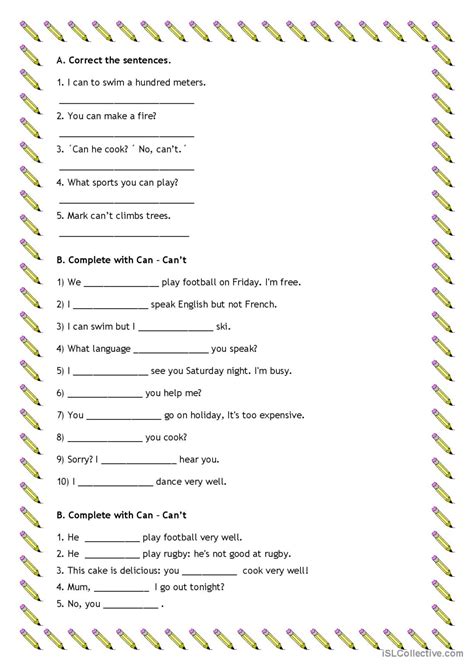 can - can't discussion starters, spe…: English ESL worksheets pdf & doc