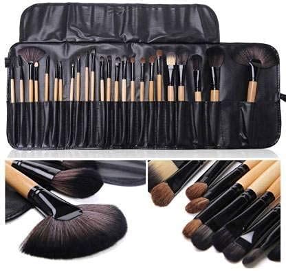 Rsentera Soft Bristle Makeup Brush Set With Pu Leather Case - Black, 24 ...