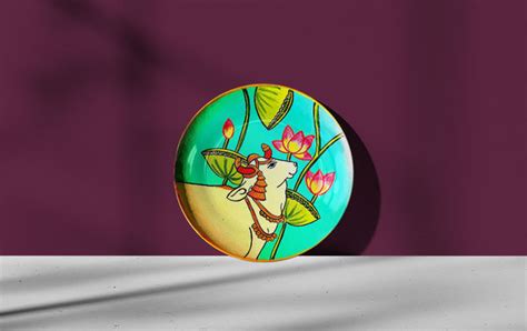 Pichwai Cow Green Base Wall Handmade Plate – onlineframing
