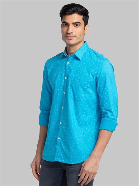 Men Blue Slim Fit Print Cotton Full Sleeve Shirts – MyRaymond