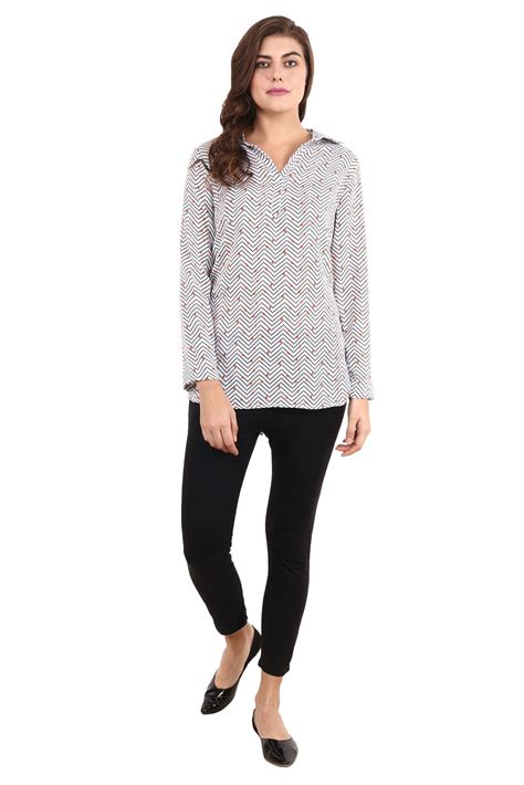 Geometric Print Polyester Tunic for Formal Occasions with Long Sleeves ...