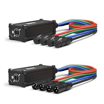 Pair of LyxPro Audio Snake 4 Channel XLR 3 Pin Multi Network Breakout ...