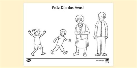 Atividade de Dia dos Avós para Colorir