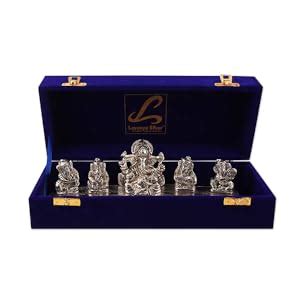 Buy Lavanaya Silver - Silver Plated Lord Ganesha Idol with Velvet Box ...