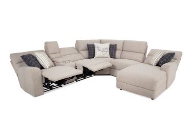 Modern Farmhouse Beige 124'' 6 Piece Power Reclining Right Arm Facing ...