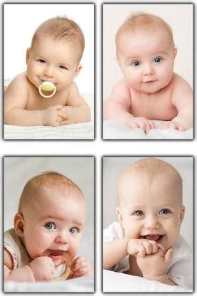 Poster N frame Set of 4 Cute Baby Combo Posters\Smiling Baby Poster ...