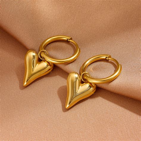 Sculpted Heart Drop Hoops | 18K Gold-Plated | Ashara Jewels