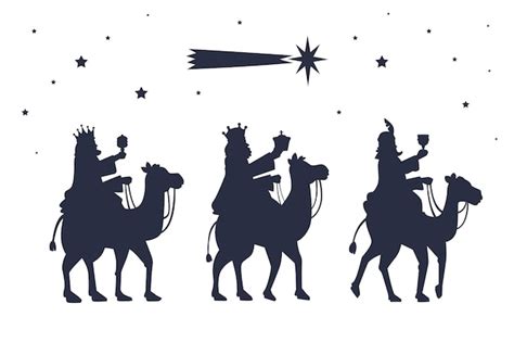 Flat reyes magos silhouette illustration | Free Vector
