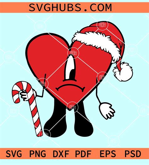 Bad bunny Christmas svg, Bad Bunny heart Christmas svg, Bad bunny Santa ...