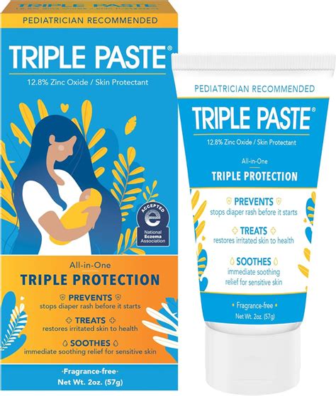 Amazon.com: Triple Paste Diaper Rash Cream for Baby - 2 Oz Tube – Zinc ...