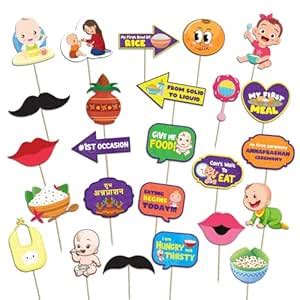 Festiko Cardstock Set Of 25 Pcs Annaprashan Photobooth Props C, Baby ...
