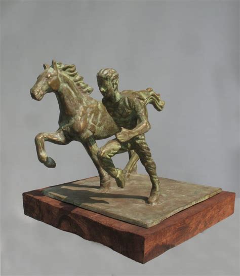 "Running Man With Horse": Yellow-Green Figurative sculpture by Rohan ...
