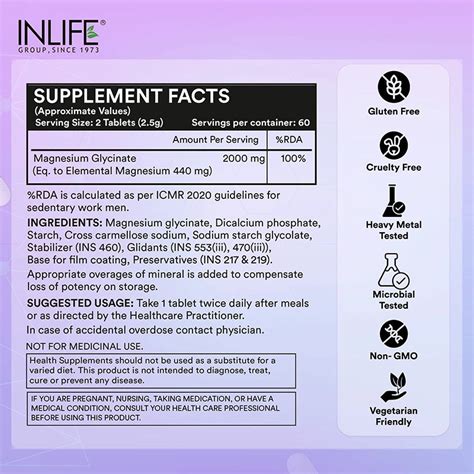 Inlife Chelated Magnesium Glycinate – 440 mg Elemental Magnesium from ...