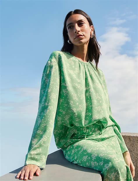 Buy Floral Round Neck Top at Marks & Spencer