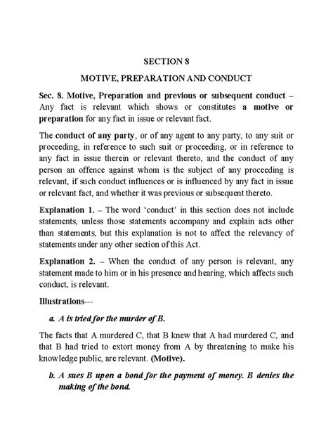 Section 8: Motives, Preparation, and Conduct in Legal Context - Studocu