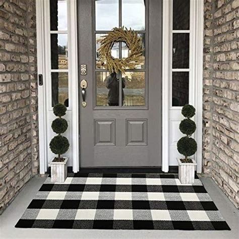 Buffalo Plaid Outdoor Rug, 27.5'' x 43'' Black and White Check Indoor ...