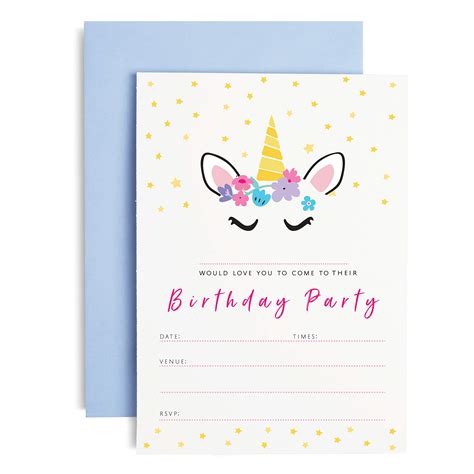 Huxtersunicorn Party Invitations 10 Pack Party Invitations With ...