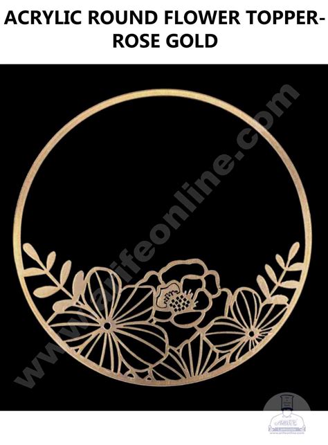 CAKE DECOR™ Acrylic Round Flower Cake Topper - Rose Gold ( SBMT-FLOWER ...
