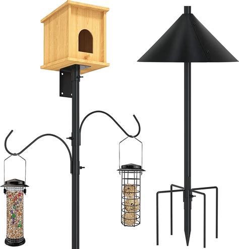 ERYTLLY Bird House Pole Mount Kit 80 Inch with 2 Hanging Hooks - Heavy ...