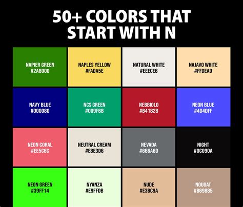 50+ Colors That Start with N | Names and Color Codes