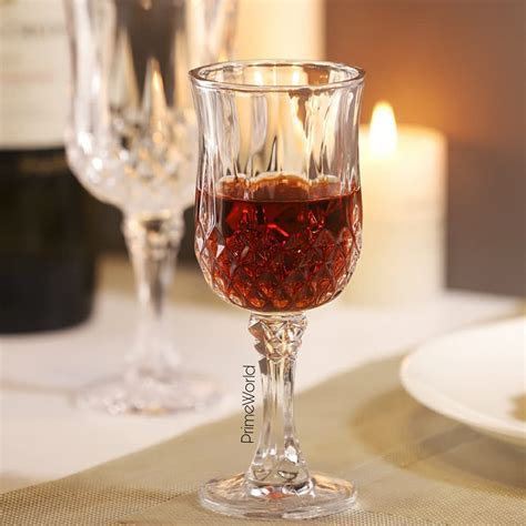 Buy PrimeWorld Crystal Clear Wine Glasses Set of 6 Pcs 180 ml - Red ...