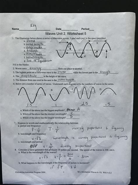 Waves Review Worksheet Answer Key – Owhentheyanks.com