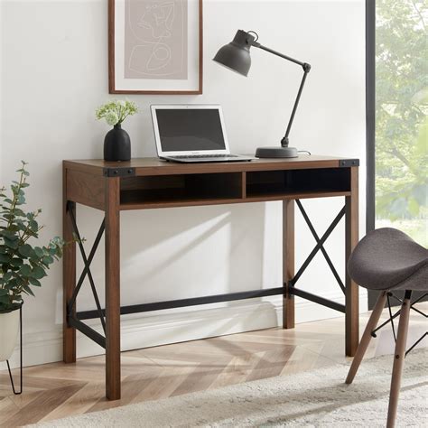 Buy Manor Park Modern Farmhouse Open Storage Writing Desk, Dark Walnut ...