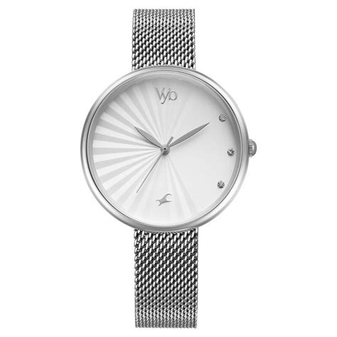 Buy Online Fastrack Vyb Mirage Quartz Analog White Dial Stainless Steel ...