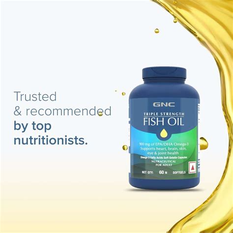 GNC Triple Strength Fish Oil - 1500 mg with 900 mg of EPA/DHA Omega 3s ...