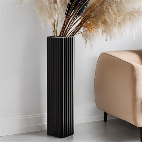 Tall Floor Vase, 28 Inch Black Floor Vase for Living Room Decor Resin ...