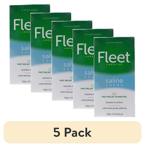 (5 pack) Fleet Laxatives, Saline Enema for Adult Constipation Relief, Prefilled Enemas, 4.5 fl ...