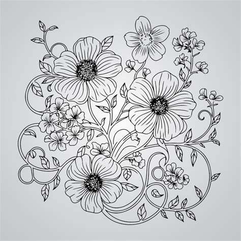 Vintage flower coloring pages Images - Free Download on Freepik