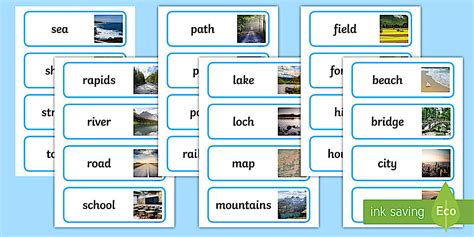 Geographical Features Word Cards
