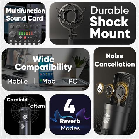 DIGIMORE Dual Condenser Microphone Kit for Singing with V8 Sound Card ...